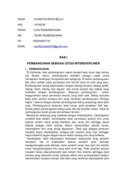 Doc Tugas Review Buku Teori Pembangunan Syarifah Sinta