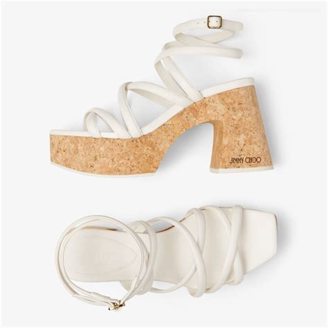 CECELIA 95 Latte Nappa Leather Platform Sandals Summer Collection