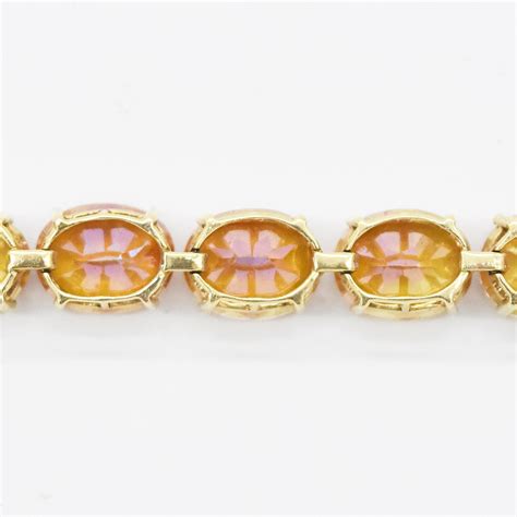 14k Yellow Gold Estate Fancy 7 Mystic Topaz Tennis Bracelet EBay