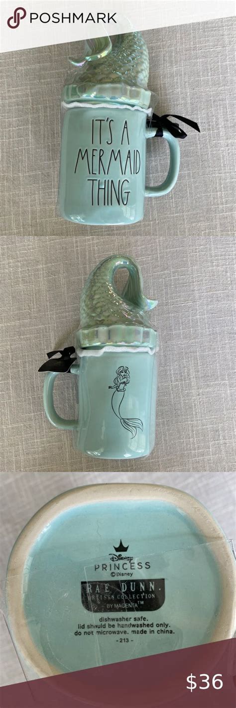 👀rae Dunn Disney Princess Artisan Collection Ariel Sea Blue Mugmermaid