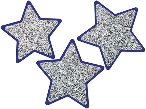 Sparkle And Shine Solid Silver Glitter Stars Cutouts By Carson Dellosa