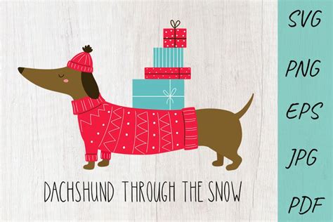 Christmas Svg Dachshund Through The Snow