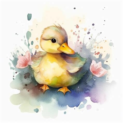 Premium AI Image | Watercolor painting of a duck