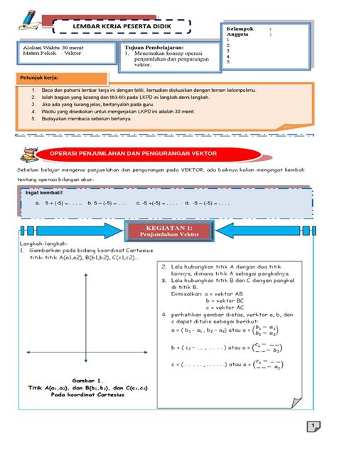 Lkpd Pertemuan 3 Vektor Penjumlahan Dan Pengurangan Vektor Pdf