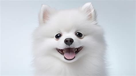 Premium AI Image | Closeup Shot Of Panting White Pomeranian Puppy