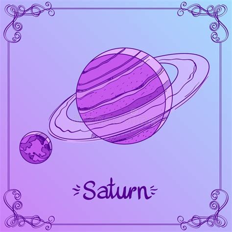 Saturno Dibujo De Esquema Estilizado Del Vintage De Saturn Los Símbolos De La Astrología Y De La