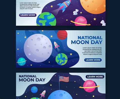 Set Of National Moon Day Banners Vector Art And Graphics