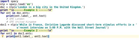 A Spacy Ner Example Python Natural Language Processing Book