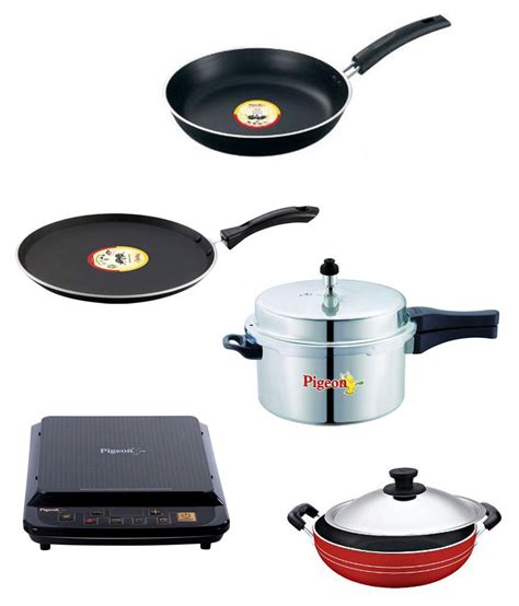 Pigeon Induction Cooker, Pressure Cooker And 3 Pcs Non-Stick Cookware ...