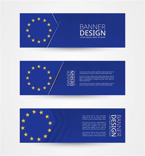 Premium Vector Set Of Three Horizontal Banners With Flag Of European