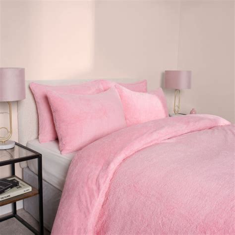 Brentfords Teddy Fleece Duvet Cover Set - Pink