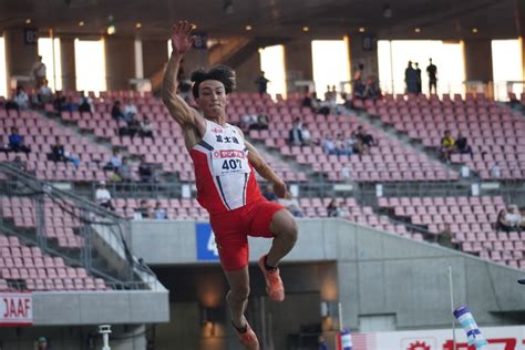 【第108回日本選手権】男子走幅跳：パリオリンピック日本代表に内定。橋岡優輝、跳躍の瞬間！：日本陸上競技連盟公式サイト