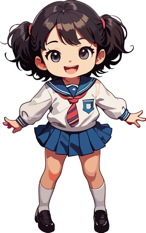 Ai Generated Happy Girl In School Uniform Image 36042360 Png