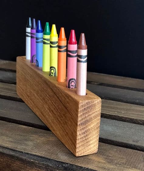 Wood Crayon Holder Crayon Organizer Crayon Caddy Art Etsy