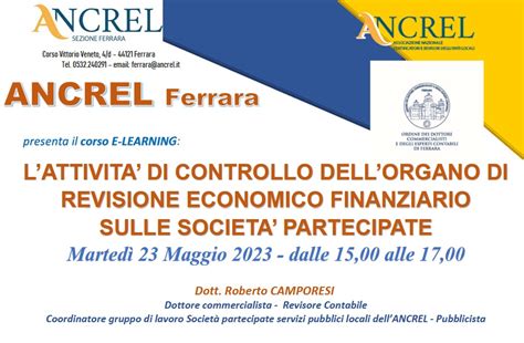 Ancrel Eventi Lattivita Di Controllo Dellorgano Di Revisione