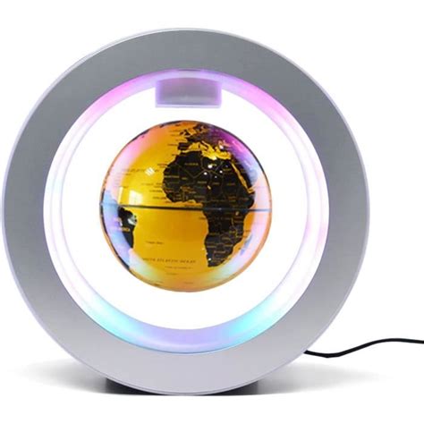 Globe Terrestre Lumineux Flottant Avec Led Changeante Multicolore Carte