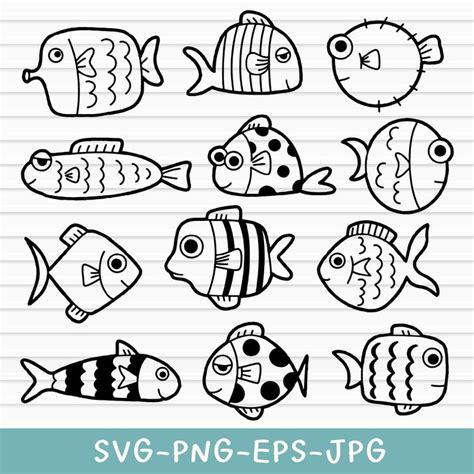 Cute Fish Svg, Fish Silhouette Svg, Fish Outline, Fish Cut File by ...