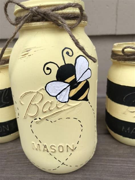 Bee Mason Jars Mason Jar Centerpiece Bee Decor Bee Shower T