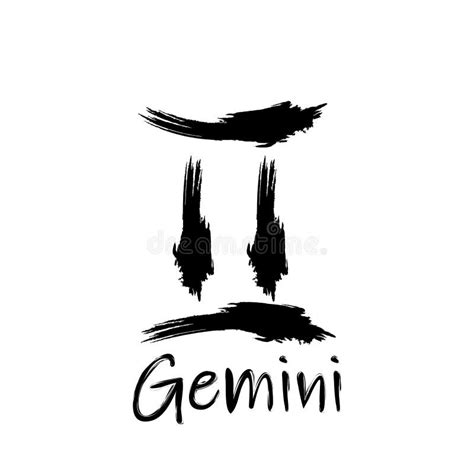 Gemini Zodiac Sign Gemini Brush Stroke Sign Stock Vector