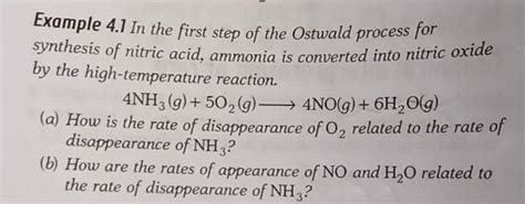 Example 4.1 In the first step of the Ostwald process for synthesis of nit..