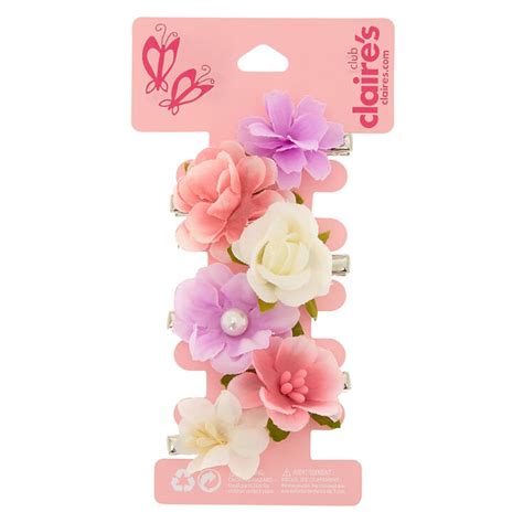 Claire's Club Pastel Flower Hair Clips - 6 Pack | Claire's