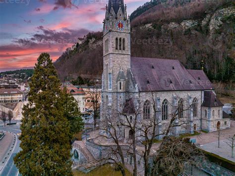 Aerial View Of Cathedral Of St Florin In Vaduz Liechtenstein 6970192