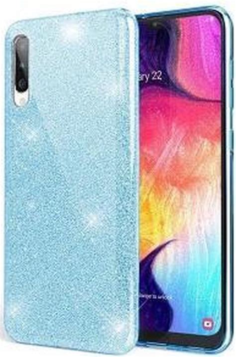 Samsung A70 Siliconen Glitter Hoesje Blauw Bol