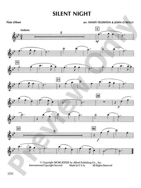 Silent Night Flute Flute Part Digital Sheet Music Download