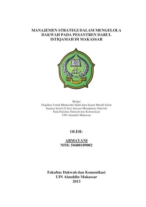 Pdf Manajemen Strategi Dalam Mengelola Dakwah Pada Repositori Uin