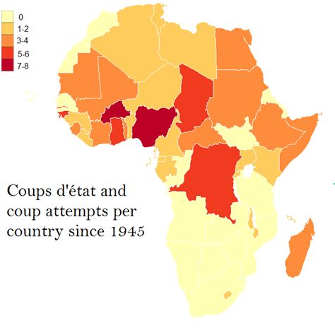 Coups Détat And Coup And Coup Attempts Per African Country Since 1945