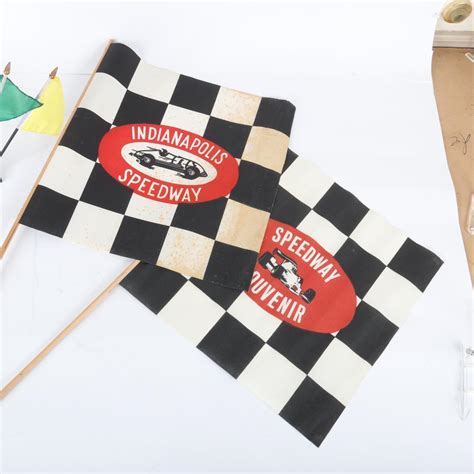 2 Vintage Indy 500 Flags And 6 Flag Indianapolis Motor Speedway Flag Set 3853236901