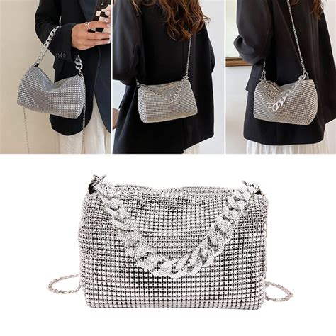 Bolsos De Mano Elegantes Con Diamantes De Imitaci N Para Mujer Bolsos