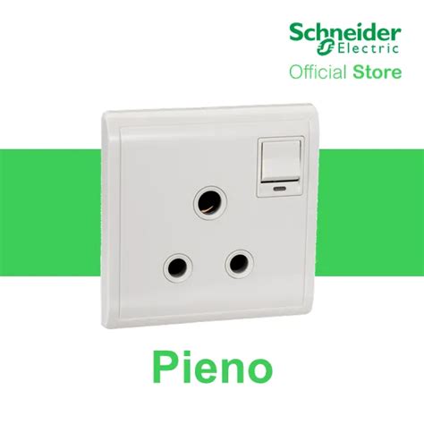 Schneider Electric Pieno 15a 250v 1 Gang 3 Round Pin Switched Socket With Neon Indicator White