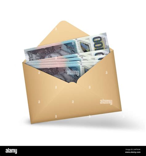 Eastern Caribbean Dollar Notes Inside An Open Brown Envelope D