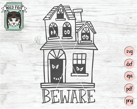 Haunted House Svg Halloween Svg Haunted House Svg File Etsy