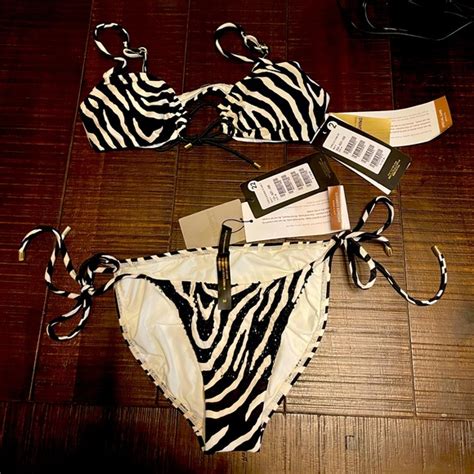 Xix Paula Hermanny Swim Zebra Print String Bikini The Top Is Small