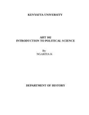 Aht Introduction To Political Science Notes Kenyatta University