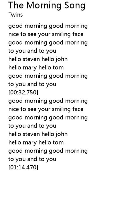 The Morning Song Lyrics - Follow Lyrics