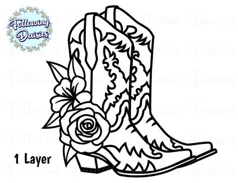 Cowboy Boots Svg Boots Decorated With Flowers Western Rodeo Ranch Cowgirl Svg Files For