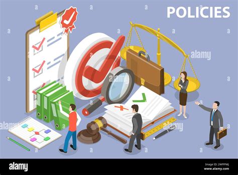 3d Isometric Flat Vector Conceptual Illustration Of Policies