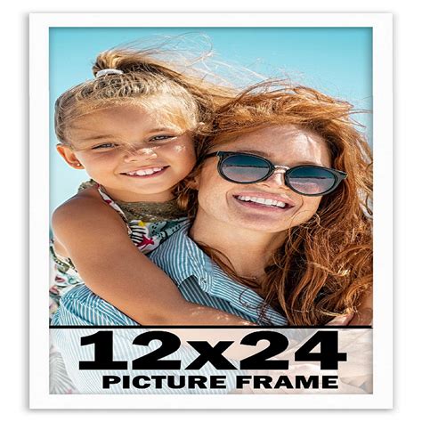 CustomPictureFrames.com 12x24 Frame White Solid Wood Picture Frame Includes UV Acrylic Front ...