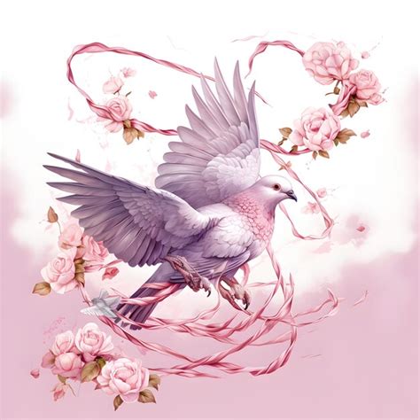 Premium Photo White Pigeon With Pink Flower