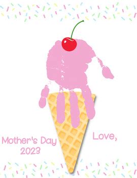 Mother S Day Handprint Ice Cream Cone Keepsake Craft Gift Tpt