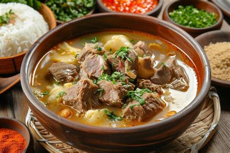 Premium Photo A Bowl Of Stew With Meat And Vegetables