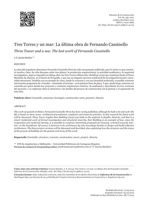 PDF Tres Torres y un mar La última obra de Fernando Cassinello