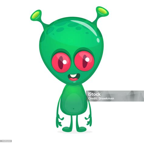 Kartun Karakter Alien Hijau Yang Lucu Ilustrasi Stok Unduh Gambar