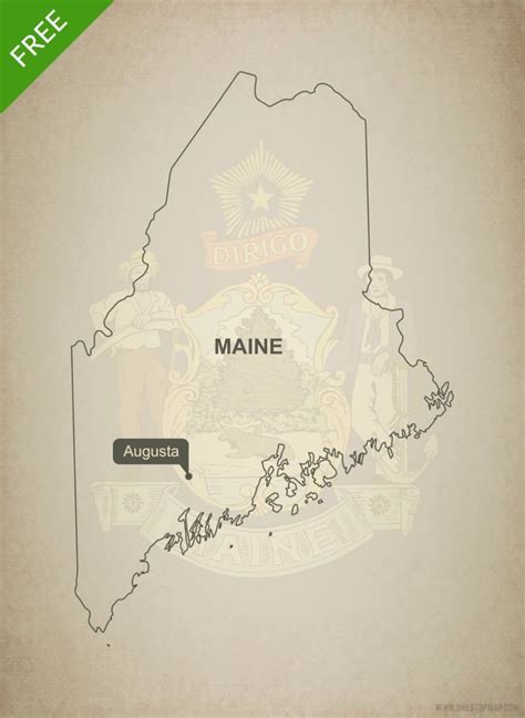 Free vector map of Maine outline | One Stop Map