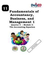 ABM Q3 FABM1 M3 The Accounting Equation Pdf 11 Fundamentals Of