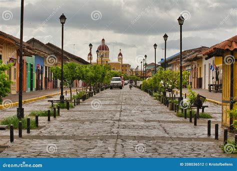 View On Calle La Calzada In Granada Nicaragua Editorial Photography