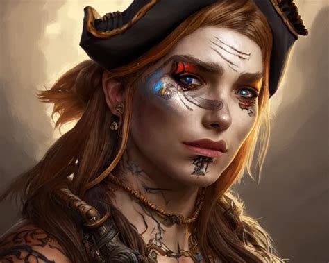 Close Up Of A Pirate With Scars And A Face Tattoo Stable Diffusion